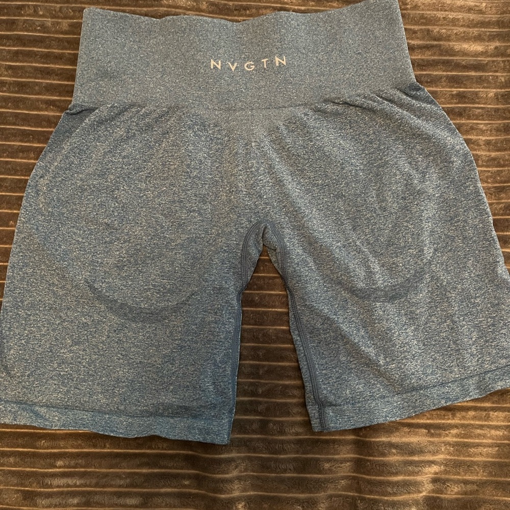 NVGTN Heathered Slate Blue High-Rise Bike Shorts